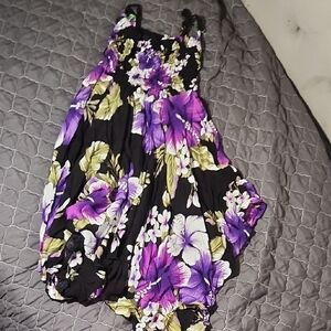 Floral Maxi Dress with Purple and Yellow Accents